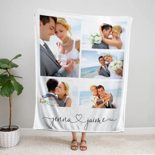 Personalized Multi-Photo Blanket for Couples