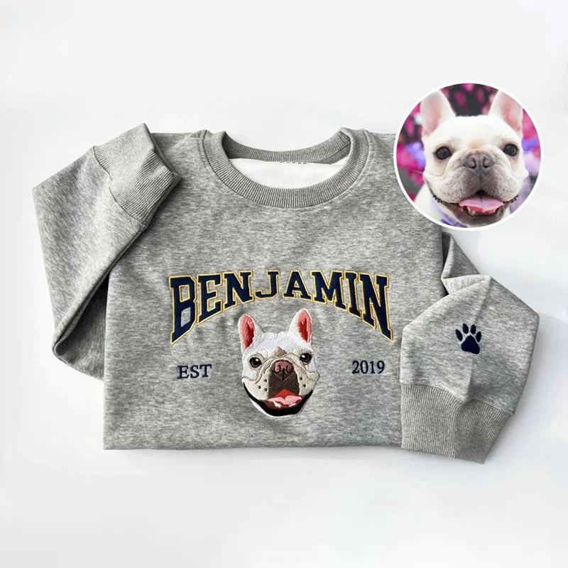 Custom Pet Portrait Embroidered Sweatshirt