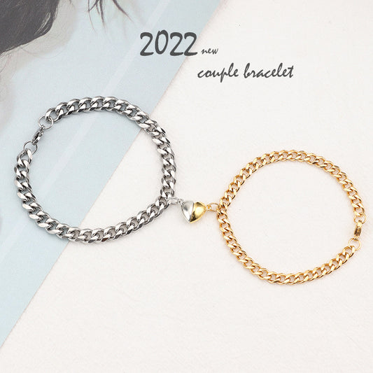 Magnetic Couple Cuban Bracelet Set